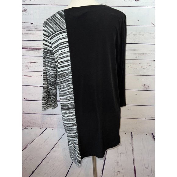 Chicos Easywear Abstract Tunic Top 2 Large Shirt Blouse Asymmetrical Slinky - Picture 4 of 9